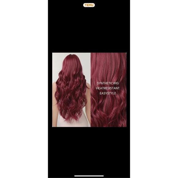 26 inch burgundy/wine colored synthetic wig heat resistant ￼ - Picture 9 of 11